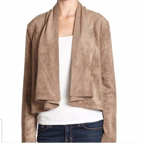 Bcbg Mocha Faux Suede Crop Jacket 